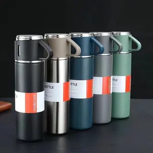 Leak-Proof Travel Coffee Thermos Set  | Keeps Drinks Hot 6+ Hours | 3 Cups Included