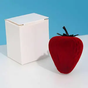 Cute Strawberry Shape Jewelry Box, Soft Velvet Ring/earring Storage, Romantic Proposal Gift Box, Mini Travel Jewelry Case, Sweet for Daily Use