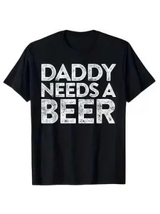 Unisex Dad Beer Print T-Shirt, Casual Long Sleeve, Humorous Drinking Quote, Father's Day Gift, Daily Wear, BBQ Party, Tiktok Trendy