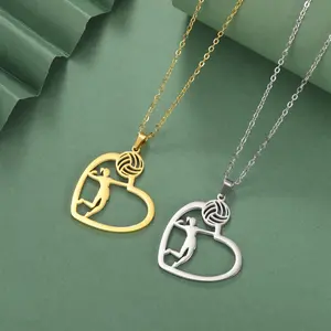 TEAMER Heart Volleyball Player Necklace Delicate Volleyball Spike Player Sport Ball Jewelry For Team Athlete Coach Volleyball Lovers