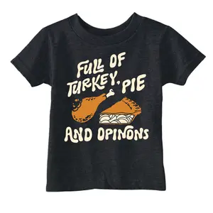 Toddler Funny T Shirts Full Of Turkey Pie And Opinions Sarcastic Thanksgiving Graphic Novelty Tee For Young Kids Funny Toddler Shirts Thanksgiving Apparel for Toddler Funny Food Apparel Childrens Graphic Tees Black -