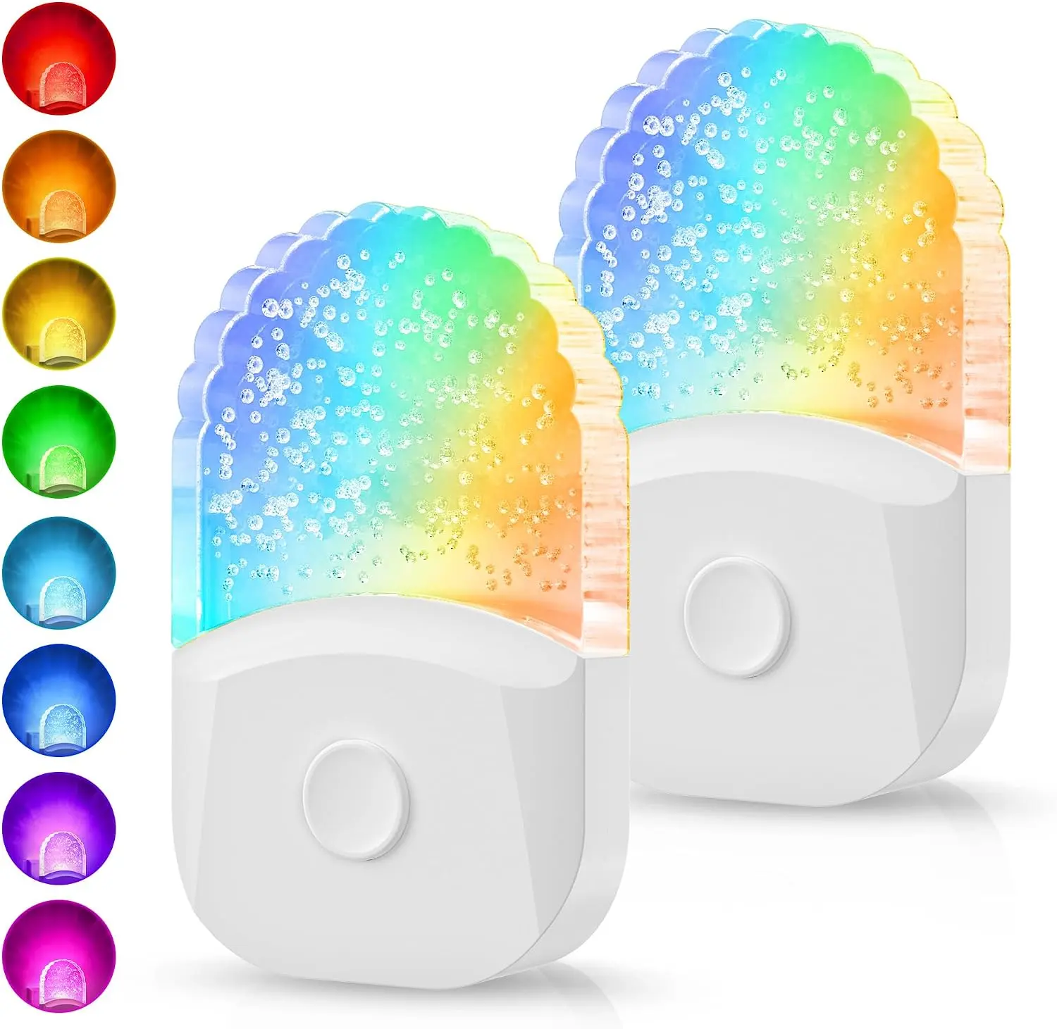 Night Lights Plug Into Wall,Color Changing Night Light for Kids | 8-Color RGB LED Nightlight,Dusk to Dawn Sensor,for Bathroom Decor Children Room Gift Bedroom Nursery Room,2 Pack
