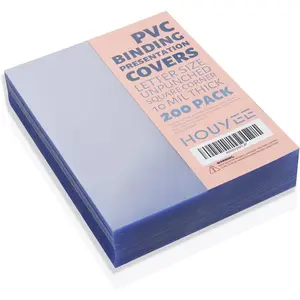 200 Pack 10 Mil PVC Binding Presentation Covers, Clear Report Cover Sheets for Binding, Square Corner, 8.5 x11 Inches, Letter Size