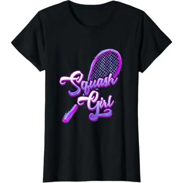 Womens Squash Girl Racket And Ball Sport Game Player T-Shirt