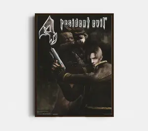 Resident Evil 4 Leon Chainsaw Video Game Promo Vintage 2005 Poster