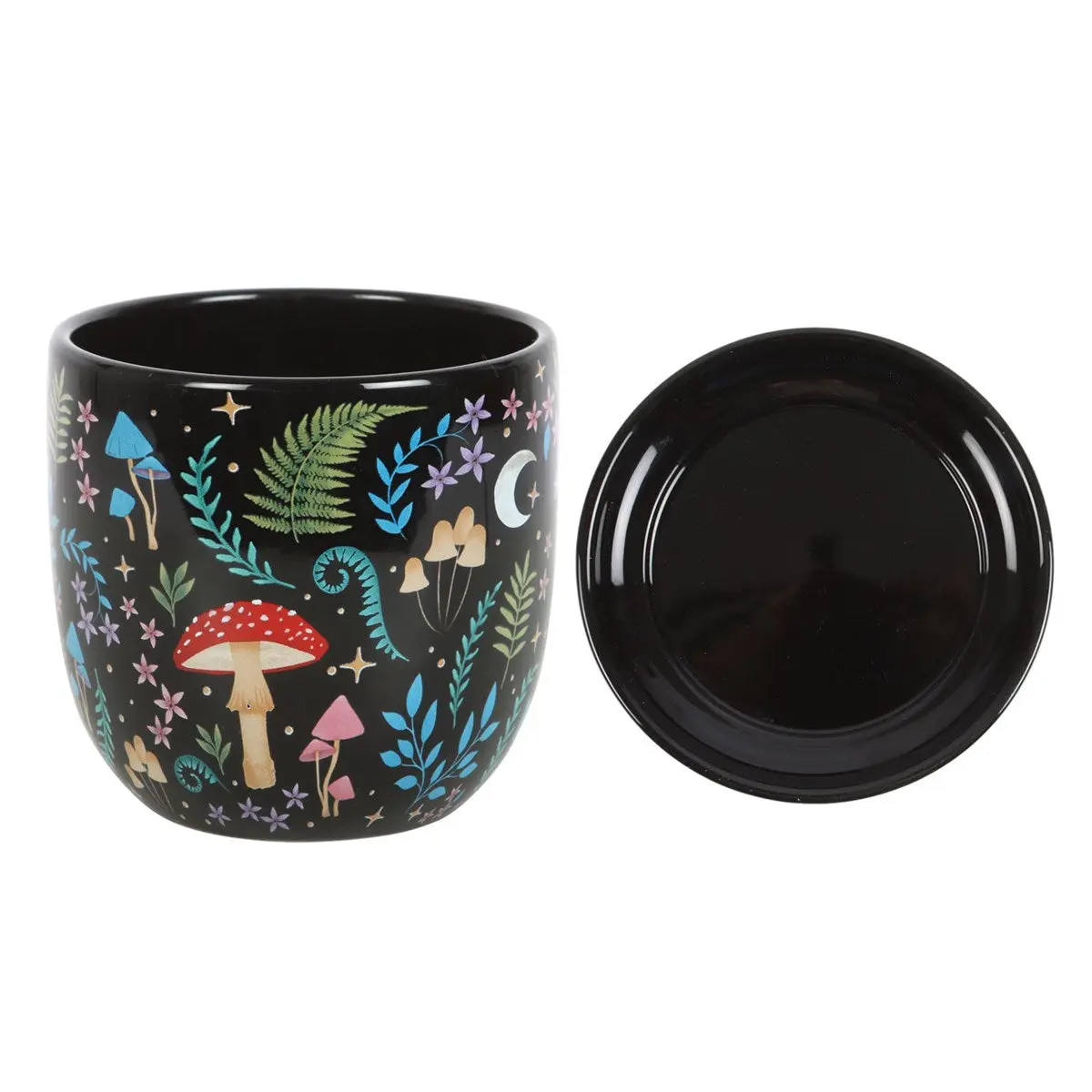 Dark Forest Print Painted Ceramic Planter with Saucer - Decorative Garden Pot, Indoor Planter for Tabletop Ornamental Use, Decorative Garden Pots, Indoor Planters