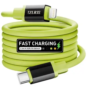 Tpe Material Type-C to Lightning Fast Charging Mobile Data Cable, Compatible with iPhone 14/13/12/11 Pro Max/XS/XR/8/7/6/5 & iPad, 4.92 Feet Long