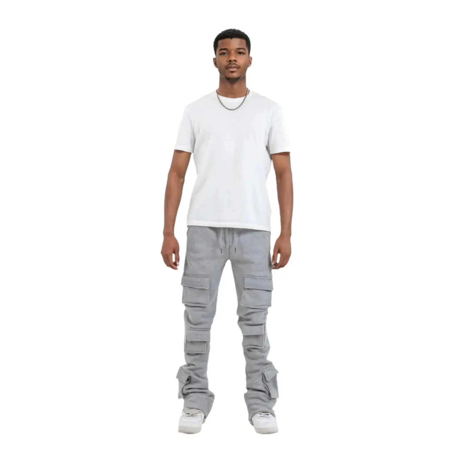 Grey Flared Drawstring Sweatpants