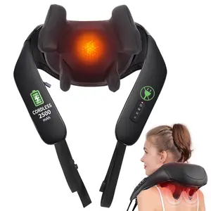 New Upgraded 2500mAh Cordless Neck & Shoulder Massager with Adjustable Vibration Intensity Wireless Back Buckle Design Sixth Generation Shiatsu Massage for Trapezius Muscle Relief