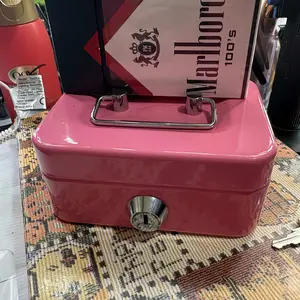 Mini Money-Saving Metal Construction Key Lock Storage Box with Keys, 1-Count Multipurpose Portable Coin Deposit Box with Handle, Universal Money Box and Room/Home Décor Supply #GLOBAL PICKS