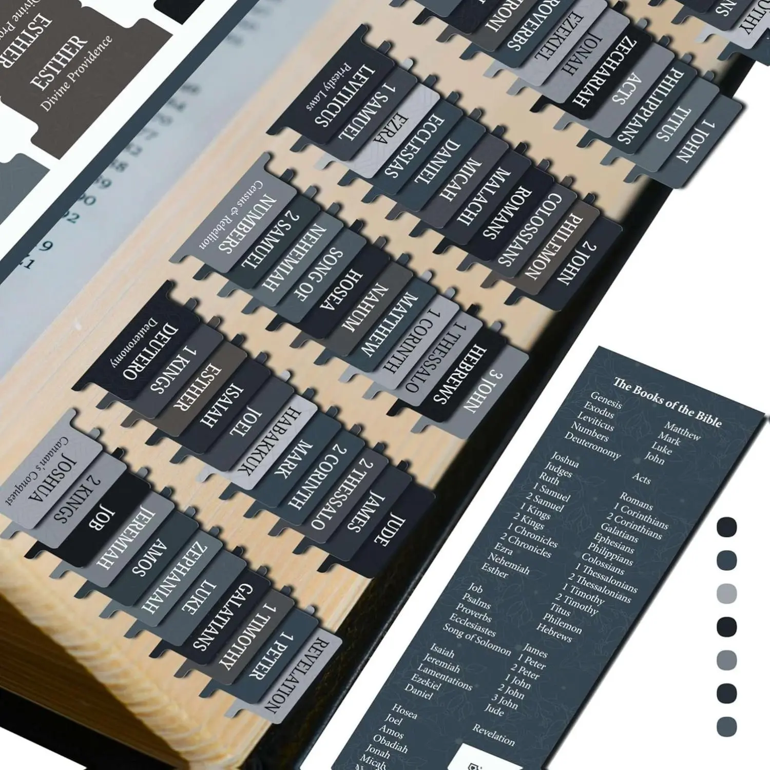 Bible Tabs Premium Tear Resistant Bible Tabs – Easy to Apply, Laminated for Durability – Old & New Testament – Perfect for All Bibles - for Women and Men (Charcoal)