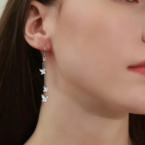 Butterfly Design Dangle Earrings, Fashionable Artificial Zircon Decor Drop Earrings for Women, Casual Jewelry for Party, Daily Decor, Trendy All-match & Exquisite Jewelry for Birthday Gift