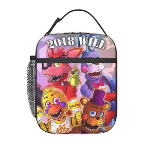 Portable Five nights at freddy's Lunch Bag and Fnaf Insulated Lunch Box, Freddy Insulated Tote Bag. Non-food Contact Design, Great for Picnic, Beach, Fishing, Work and Home Use