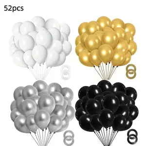 52 Piece Solid Color Balloon Decoration Set, 12 Inch Gold Balloons for Birthday Party Halloween Graduation, Balloon Party Supplies, Elegant Balloon Arrangement with Durable Latex Material, Balloon Decorations Kit