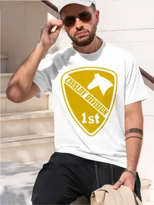 The 1st Cavalry Di of the United States y 2026 new model Black/White Tee Stylish & Comfortable Loose Crew Neck Short Sleeve T-shirts Versatile On Trend Eye Catching Printed Graphic Casual Tee for