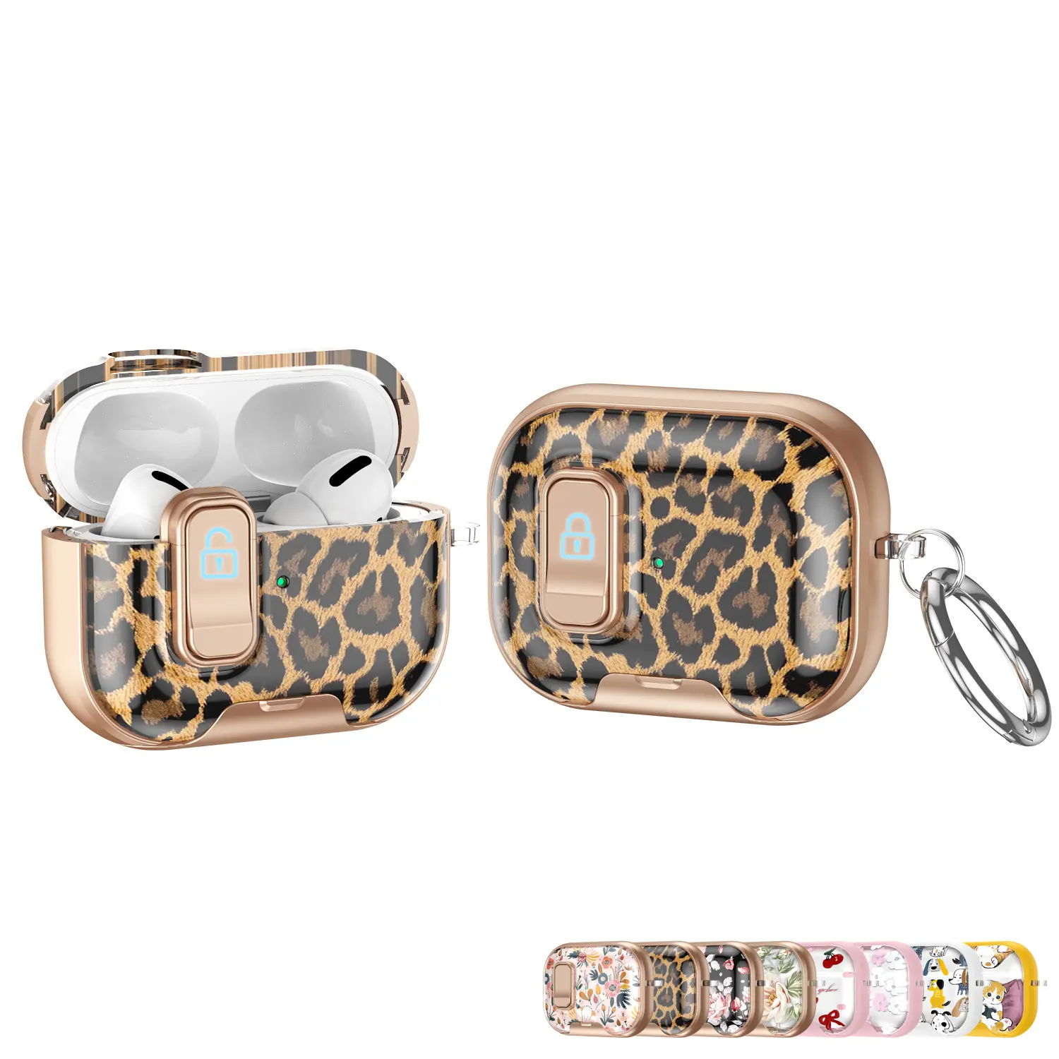 Floral AirPods Case with Secure Lock, Foldable Phone Stand & Keychain, Shockproof Protective Cover with Wireless Charging Support, Compatible with AirPods Pro 3/2 & AirPods 4, Case Only