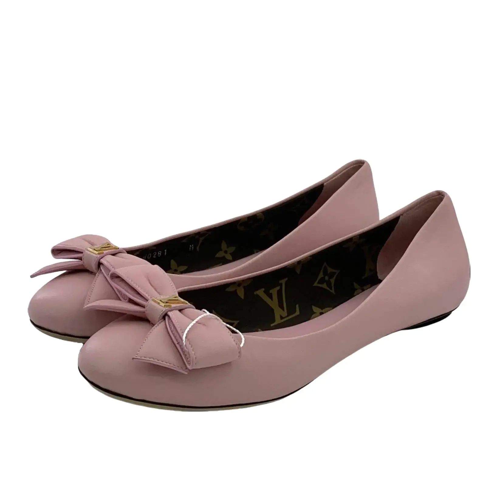 RDLT-Louis Vuitton Size 39 Light Pink Logo Bow‑Decorated Flat Ballet Flats-H37787