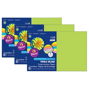 Construction Paper, 5 Assorted Hot Colors, 50 Sheets Per Pack, 3 Packs