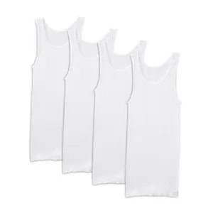 Fruit of the Loom Men's 6-Pack White Sleeveless A-Shirts - Soft Ribbed Cotton, Medium Length, Summer Wear