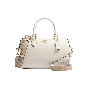 COACH Rowan 25 Medium Crossbody Bag for Women in White with Leather and Canvas Construction