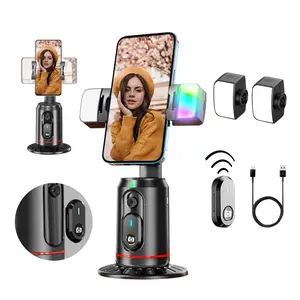 Automatic Face Tracking Tripod with LED Light, Selfie Light, 360° Rotating Smart Stabilizer Stand, Portable Multi-In-One Creator Kit for Vlogs and Live Streaming
