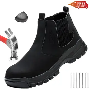Steel Toe Cap Shoes For Men Work Boots Puncture-Proof Work Safety Shoes Protective Working Shoes Male Footwear Security Sneakers Men Indestructible Shoes New Fashion Waterproof boots