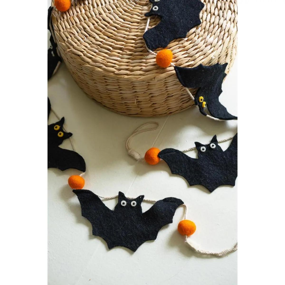 Felt Haloween Bat Garland (Pack Of 4)