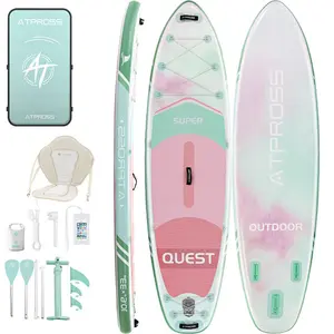 [Summervibes] 10'6''x33'' Inflatable Stand Up Paddle Board, 400lbs Extra Wide SUP with Kayak Seat, Anti-Slip EVA Deck, Premium Accessories Kit, Stable Watercraft for Yoga, Fishing, Inflatable Paddle Board