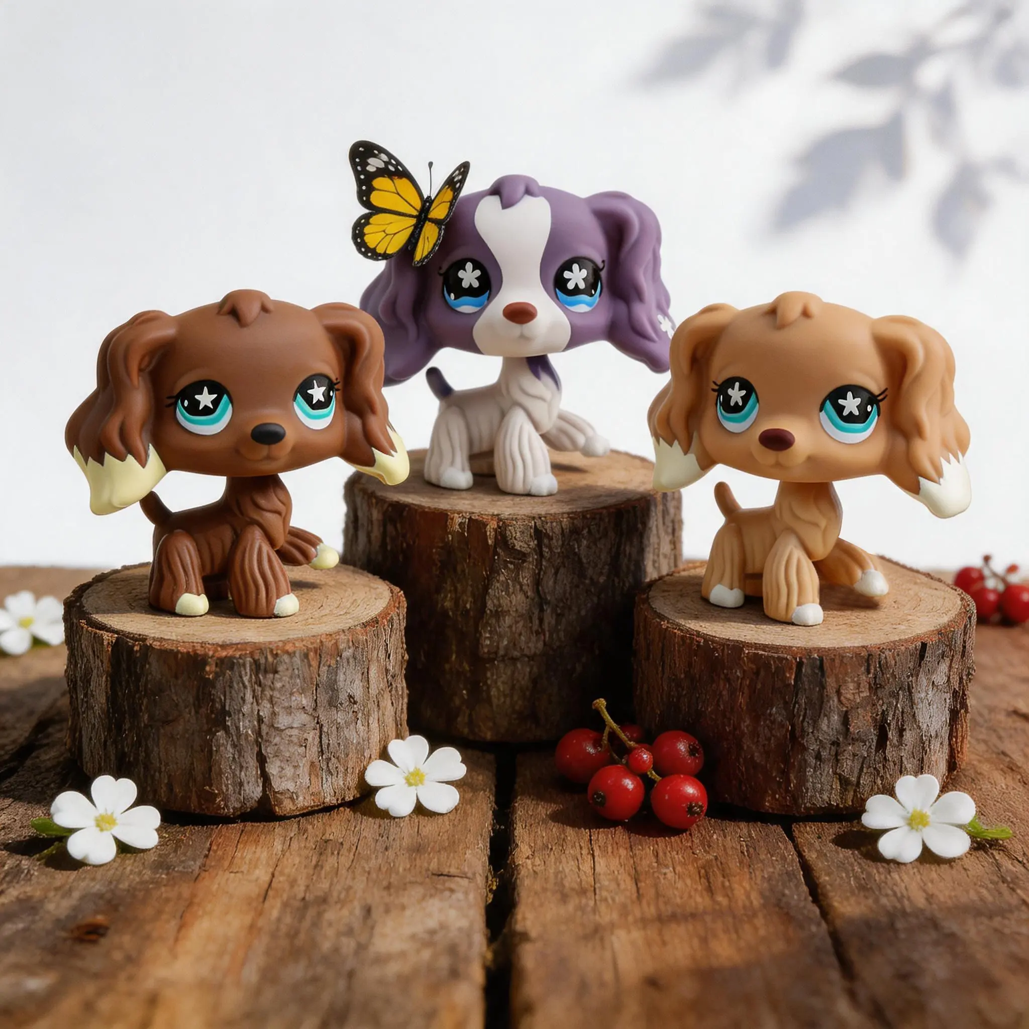 3pcs Mini Cocker Spaniel Doll Decoration,Bobble Head Collectible Doll Decoration,Mini Pet Shop Decoration,Birthday Halloween Christmas Ornament