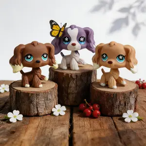 3pcs Mini Cocker Spaniel Doll Decoration,Bobble Head Collectible Doll Decoration,Mini Pet Shop Decoration,Birthday Halloween Christmas Ornament