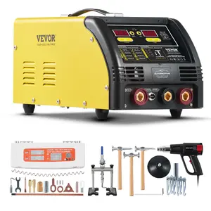 VEVOR Dual Pro Stud Welder Deluxe AL/Fe Dent Repair Kit, Summervibes,Summervibes, Professional 5KW Welder with Auto/Manual Welding and 10 Modes, 110V Spot Welding Dent Repair Machine for Steel & Aluminum Auto Panels Repair
