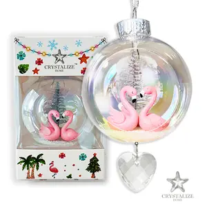 Flamingo Love Plastic Ornament with Magnetic Crystal 3"x7"