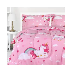 All Season Unicorn Comforter Set with 2 Pillow Cases, 3 Piece Soft Brushed Microfiber Kids Bedding Set for Boys/Girls, Machine Washable (Twin)