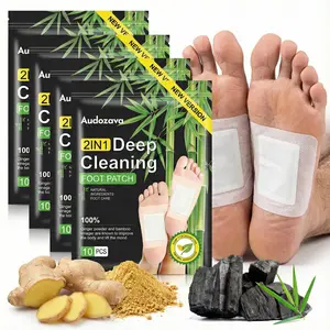 [Mother's Day Gift & Summer Essentials] Audozava 2-in-1 Deep Cleansing Foot Patches - Promotes relaxation, stress reduction, and sleep aid | Warm and soothing, revitalizing, natural bamboo charcoal and ginger detox foot patches, 10-pack