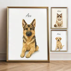 Custom Pet Portraits Using Pet Photo Personalized Digital Dog Portraits Cat Portraits Custom Dog Portraits Custom Pet Art Pet Drawing Poster