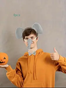 Elephant Costume Set, Includes Ear Headband, Nose, Tail, Bow Tie, Perfect for Various Festive Cosplay Parties
