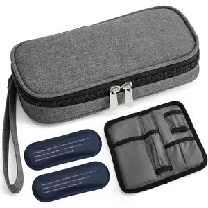 AMOZZ Insulin Cooler Travel Case with 2 Reusable Packs – Compliant Medication Cooler for Travel, Insulated Diabetic Bag, Diabetes Travel Case  Organizer for Glucose Monitor and Syringes