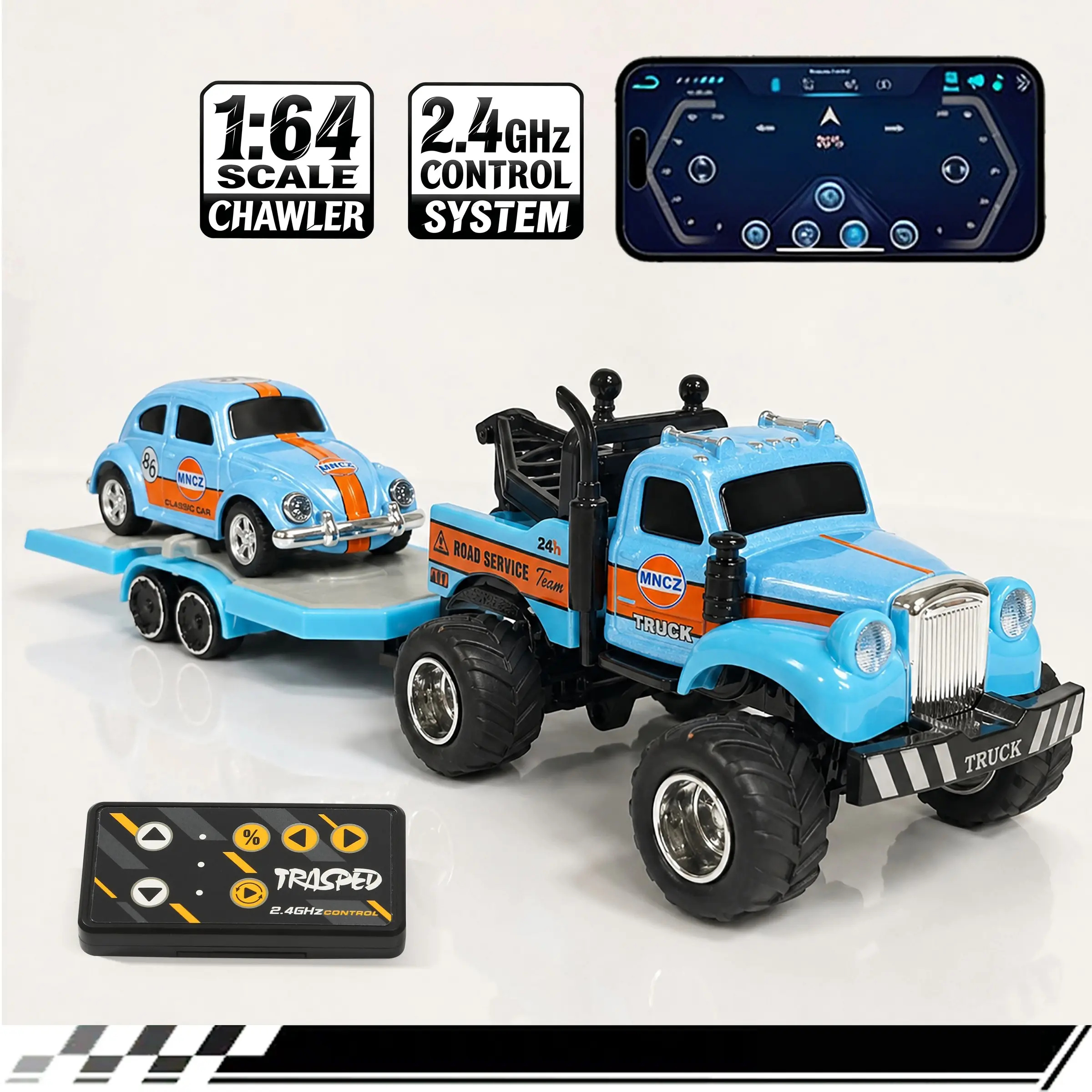 Mini Alloy Repair Car 1:64 Scale, 2.4GHz Remote Control, Adjustable 3-Speed, USB Rechargeable, Dual Mode Control, Birthday Gift for Kids, Remote Controlled Car