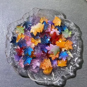 Mixed color glass maple leaf DIY colorful accessories