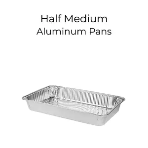 Half Medium Aluminum Pans Disposable Foil Food Trays 100 Pack