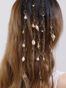 Boho Style Shell & Starfish Designed  Faux Pearl Decor Hair Accessories Set, Fashion Hair Accessories for Women & Girls, Trendy All-match & Exquisite Hair Accessories for Daily Use