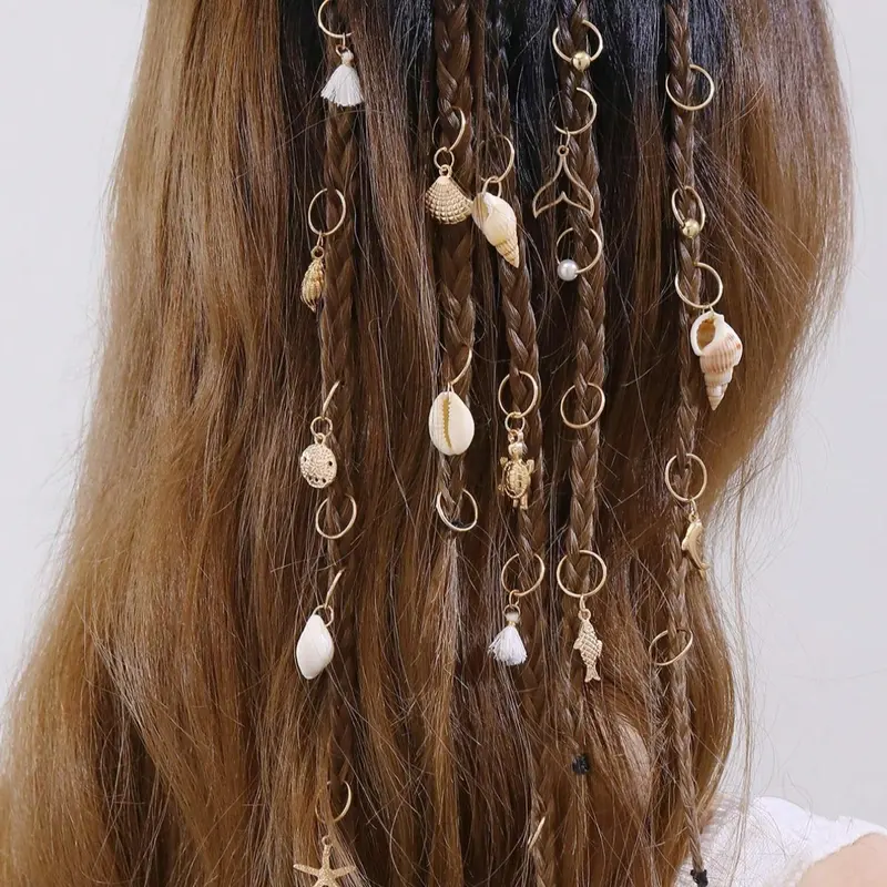 Boho Style Shell & Starfish Designed  Faux Pearl Decor Hair Accessories Set, Fashion Hair Accessories for Women & Girls, Trendy All-match & Exquisite Hair Accessories for Daily Use