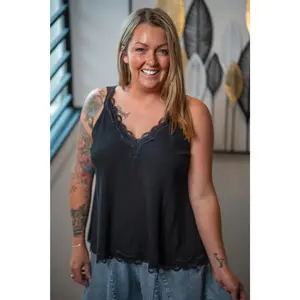 POL Lace Point A-Line Rib Tank