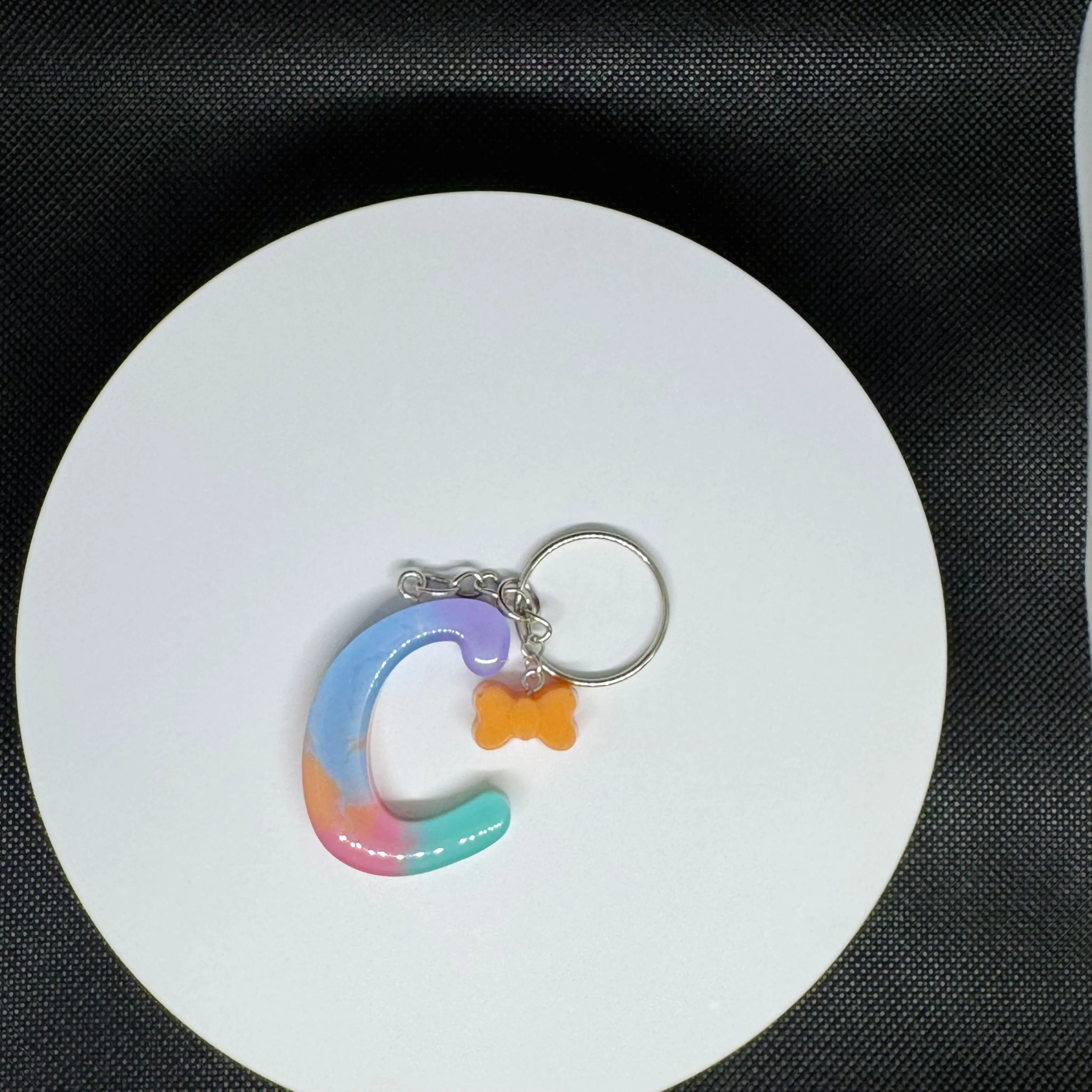 Custom Pastel Resin Initial Keychains – Handmade Letter Charms with Cute Mini Accessorie keychain collection