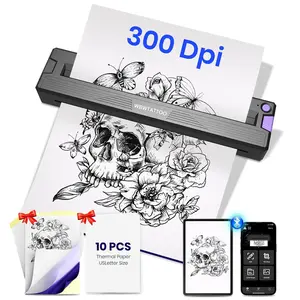 2026 Newly Upgraded Portable Wireless Bluetooth Tattoo Stencil Thermal Printer for Tattoo Artists & Beginners, with Transfer Paper and Thermal Paper, Compatible with Phone & PC