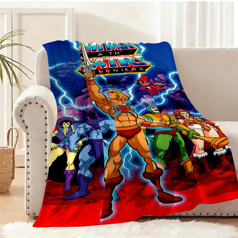 Countdown Sale!Masters of The Universe Anime Flannel Blanket Retro Cartoon Anime He-Man Flannel Suitable for use in offices, sofas, and travel settings, etcSuitable for all four seasons A gift suitable for fans, friends and children