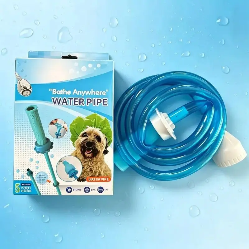 No-Drilling Pet Tub Faucet Sprayer with 5 ft. Flexible Shower Hose, Default Tub Spout Attachment for All Indoor Furry Friends’ Daily Grooming, Bathtub Cleaning, Gentle Water Pressure, Water Pressure Sprayer, Universal