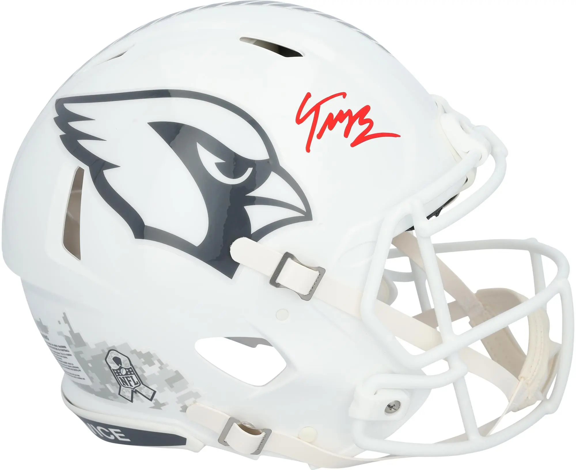 Trey McBride Arizona Cardinals Autographed Riddell 2024 Salute To Service Speed Authentic Helmet - Fanatics Authentic Certified
