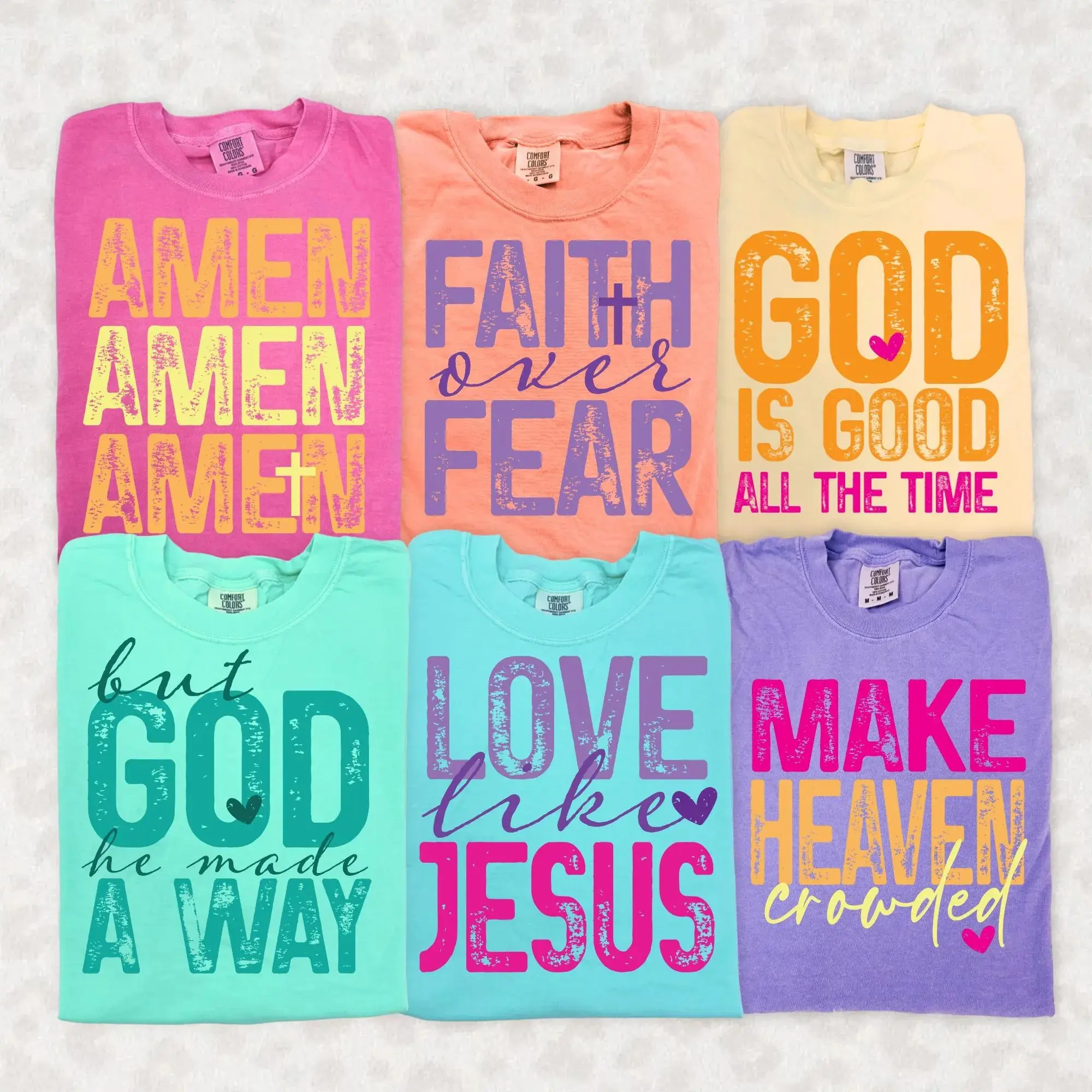Christian Bundle Comfort Colors Shirt, God Is Good, Faith Over Fear Shirts, Make Heaven Crowded T-shirt, Jesus Gift