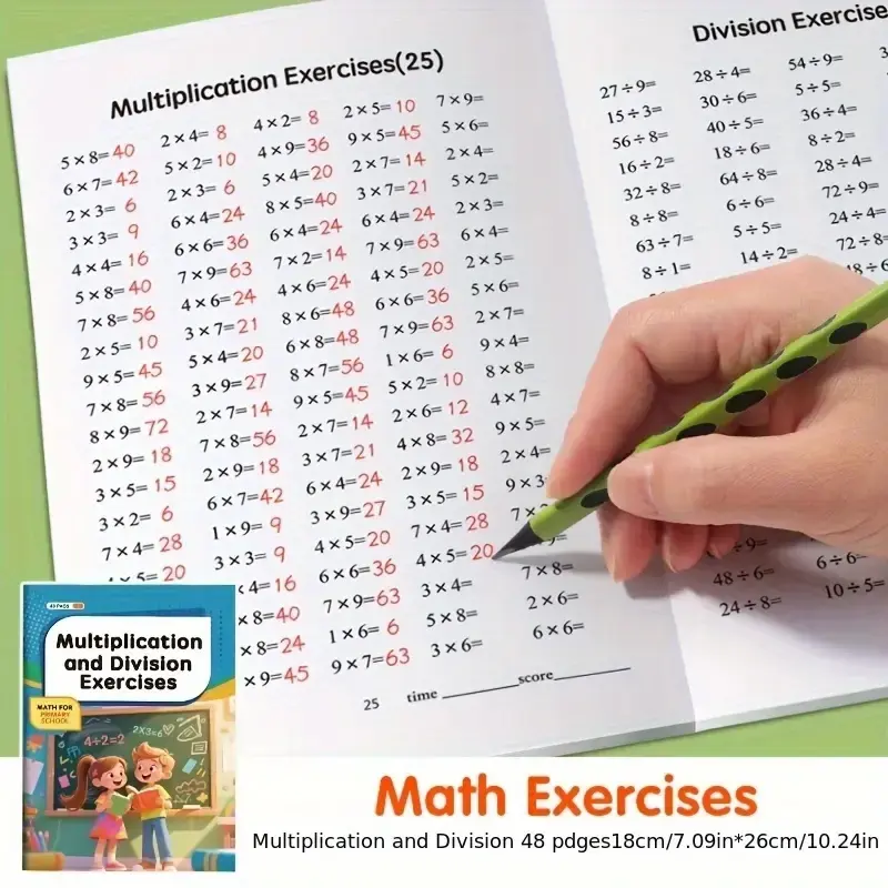 Multiplication Table Practice Book for Kids, Math Skills Training Workbook, Essential Learning Tool for Children Ages 6-8 Years Old, Comprehensive Exercises